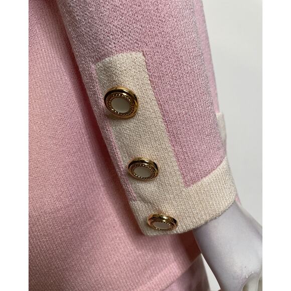 St. John Petal Pink Santana Knit 2 Pc Skirt Suit 10 M NWT NEW Jacket Straight - Picture 10 of 15